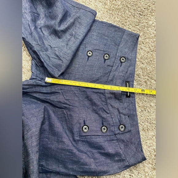 Express Design Studios Linen Blend Blue Wide Leg Trouser Summer Pants 10 Short - Picture 7 of 15